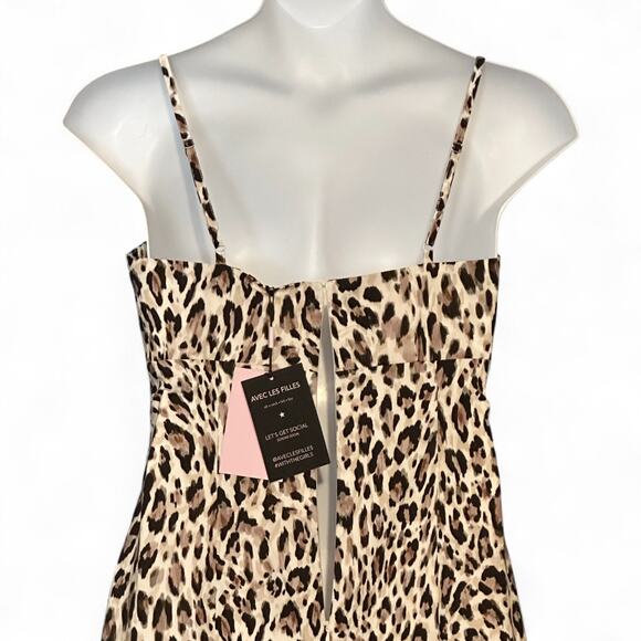 Avec Les Filles Leopard Print Mini Dress Jacket 2pc Set Sz 12 NWT Party Chic - Picture 11 of 13